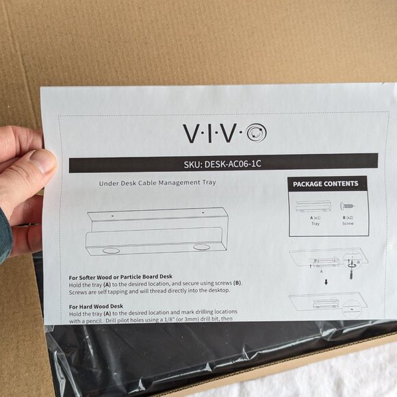 NIB VIVO Under Desk Cable Management tray DESK-AC06-1C metal office storage - Picture 10 of 10